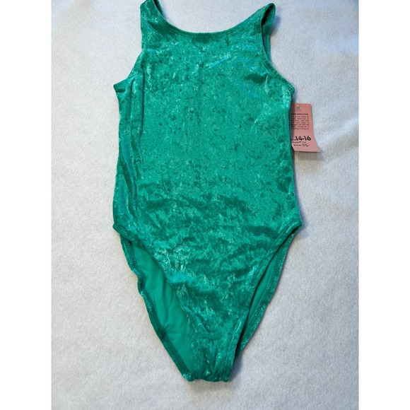 Jenni Rose Other - Jenni Rose Body Basics Kids Green Crushed Velvet Leotard Dance Gymnastics 14-16